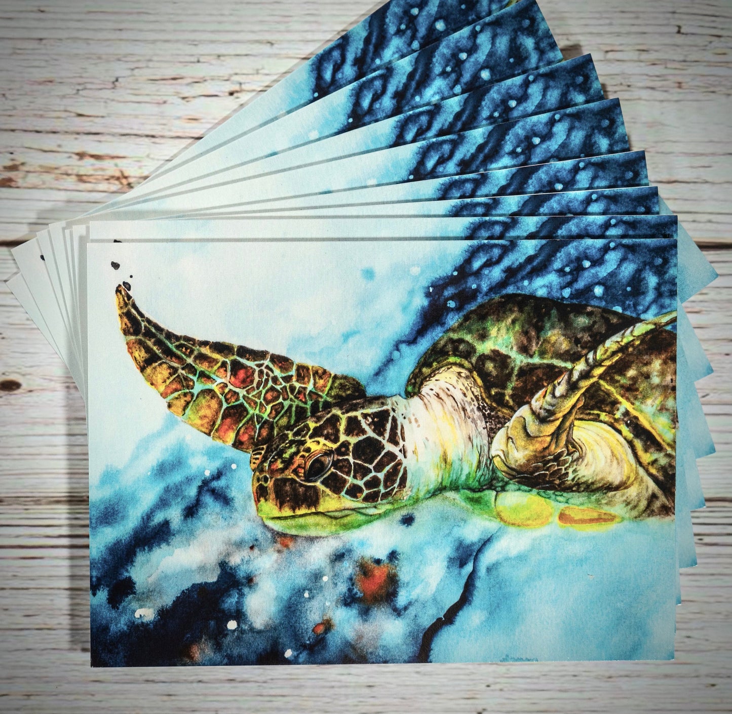 Sea Turtle A6 Large Blank Note Cards - Multiple Quantities