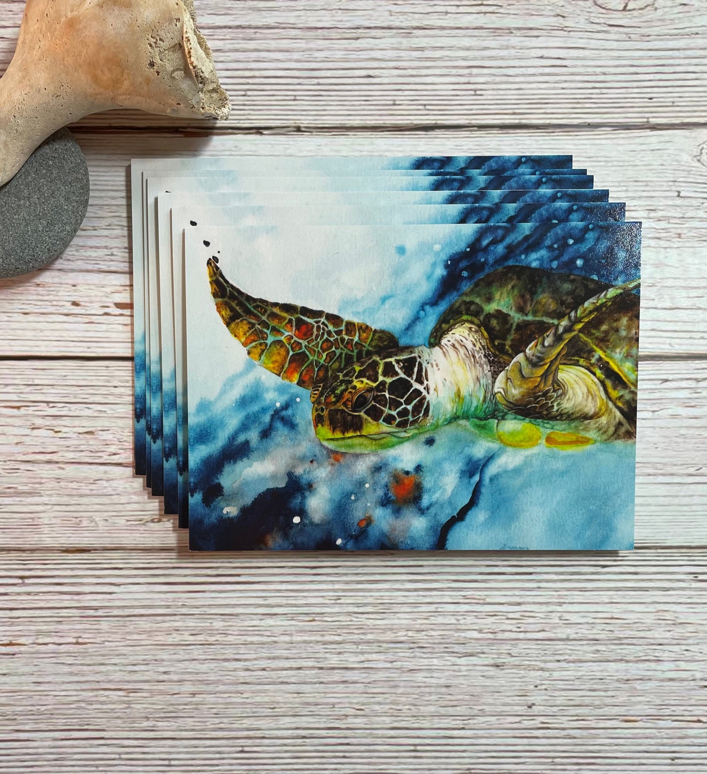 Sea Turtle A6 Large Blank Note Cards - Multiple Quantities