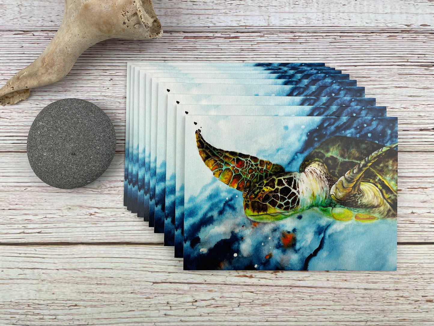 Sea Turtle A6 Large Blank Note Cards - Multiple Quantities