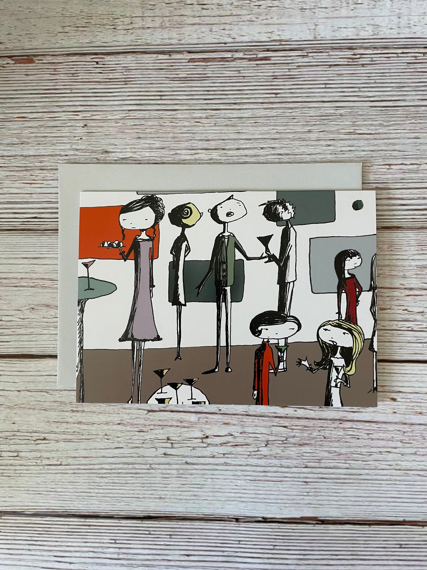 Martini Party Blank Folded Cards Set of 10 | Blank Inside - Modern Announcement and All Occasion | Size A6